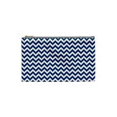 Dark Blue And White Zigzag Cosmetic Bag (small)