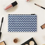 Dark Blue And White Zigzag Cosmetic Bag (Small) Back