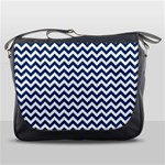 Dark Blue And White Zigzag Messenger Bag Front