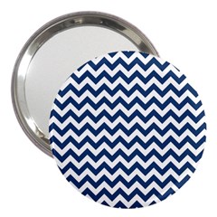 Dark Blue And White Zigzag 3  Handbag Mirror by Zandiepants