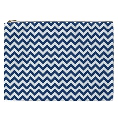 Dark Blue And White Zigzag Cosmetic Bag (xxl) by Zandiepants