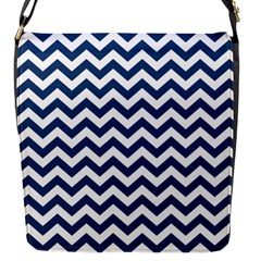 Dark Blue And White Zigzag Flap Closure Messenger Bag (Small)