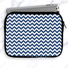 Dark Blue And White Zigzag Apple iPad Zippered Sleeve