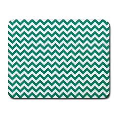 Emerald Green And White Zigzag Small Mouse Pad (rectangle) by Zandiepants