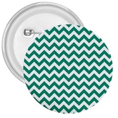 Emerald Green And White Zigzag 3  Button by Zandiepants