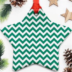 Emerald Green And White Zigzag Star Ornament by Zandiepants