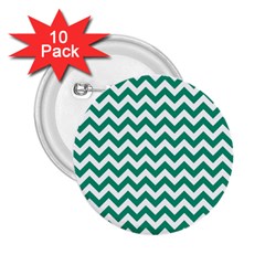 Emerald Green And White Zigzag 2 25  Button (10 Pack)