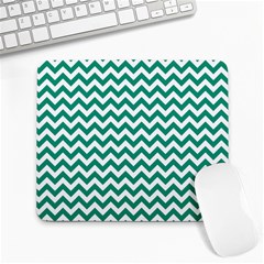 Emerald Green And White Zigzag Large Mouse Pad (rectangle) by Zandiepants