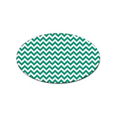 Emerald Green And White Zigzag Sticker (oval) by Zandiepants