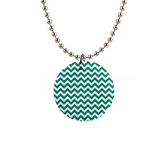 Emerald Green And White Zigzag Button Necklace by Zandiepants