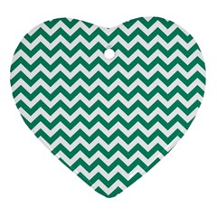 Emerald Green And White Zigzag Heart Ornament (two Sides) by Zandiepants