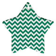 Emerald Green And White Zigzag Star Ornament (two Sides) by Zandiepants