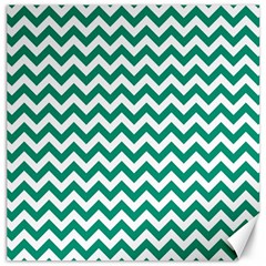 Emerald Green And White Zigzag Canvas 16  X 16  (unframed) by Zandiepants