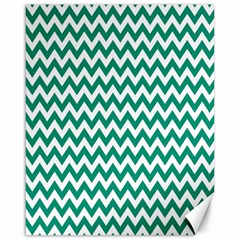 Emerald Green And White Zigzag Canvas 16  X 20  (unframed)