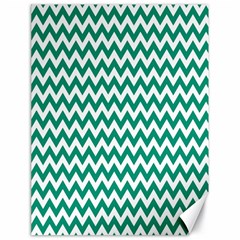 Emerald Green And White Zigzag Canvas 18  X 24  (unframed)