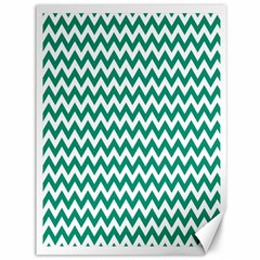 Emerald Green And White Zigzag Canvas 36  X 48  (unframed)