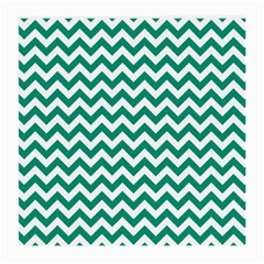 Emerald Green And White Zigzag Glasses Cloth (medium) by Zandiepants