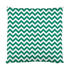 Emerald Green And White Zigzag Cushion Case (single Sided) 