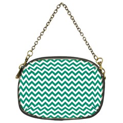 Emerald Green And White Zigzag Chain Purse (two Sided)  by Zandiepants