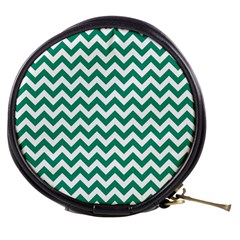 Emerald Green And White Zigzag Mini Makeup Case by Zandiepants