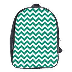 Emerald Green And White Zigzag School Bag (large) by Zandiepants