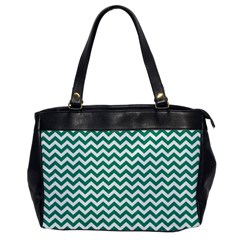 Emerald Green And White Zigzag Oversize Office Handbag (one Side) by Zandiepants