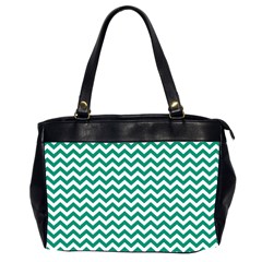 Emerald Green And White Zigzag Oversize Office Handbag (two Sides) by Zandiepants