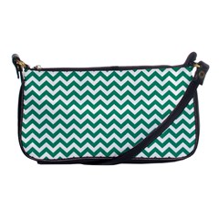 Emerald Green And White Zigzag Evening Bag by Zandiepants