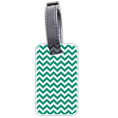 Emerald Green And White Zigzag Luggage Tag (two Sides) by Zandiepants