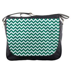 Emerald Green And White Zigzag Messenger Bag by Zandiepants