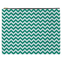 Emerald Green And White Zigzag Cosmetic Bag (xxxl)