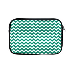 Emerald Green And White Zigzag Apple Ipad Mini Zippered Sleeve by Zandiepants