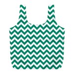 Emerald Green And White Zigzag Reusable Bag (L) Front