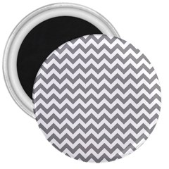 Grey And White Zigzag 3  Button Magnet