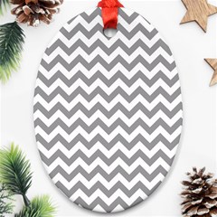 Grey And White Zigzag Oval Ornament by Zandiepants