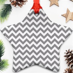 Grey And White Zigzag Star Ornament