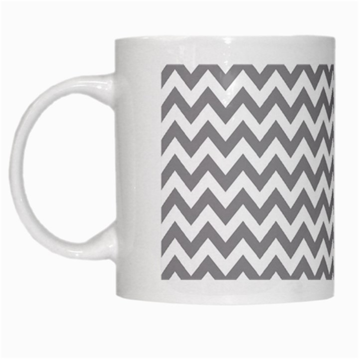 Grey And White Zigzag White Coffee Mug