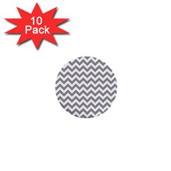 Grey And White Zigzag 1  Mini Button (10 Pack) by Zandiepants