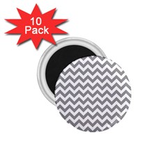 Grey And White Zigzag 1 75  Button Magnet (10 Pack) by Zandiepants