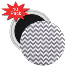 Grey And White Zigzag 2 25  Button Magnet (10 Pack)