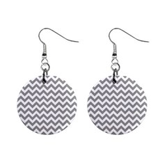 Grey And White Zigzag Mini Button Earrings