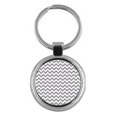 Grey And White Zigzag Key Chain (round) by Zandiepants