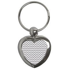 Grey And White Zigzag Key Chain (heart)