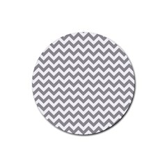 Grey And White Zigzag Drink Coaster (round) by Zandiepants