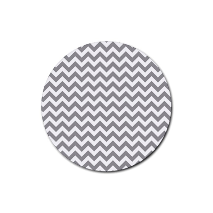 Grey And White Zigzag Drink Coasters 4 Pack (Round)