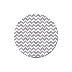 Grey And White Zigzag Magnet 3  (round)