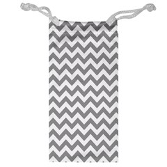 Grey And White Zigzag Jewelry Bag by Zandiepants