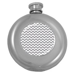 Grey And White Zigzag Hip Flask (round) by Zandiepants