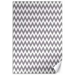 Grey And White Zigzag Canvas 12  X 18  (unframed) by Zandiepants