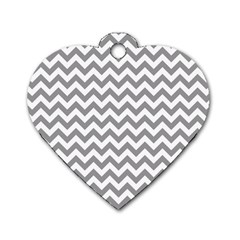 Grey And White Zigzag Dog Tag Heart (two Sided)